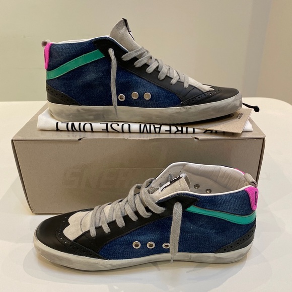 Golden Goose Mid Star Blue Denim/Pink Heel 40 NIB - Picture 6 of 12